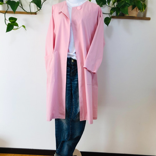 ワッシャーコットン春ん♪新作桜色スプリングコート桜ピンク ワッシャーコットン春ん♪新作桜色スプリングコート桜ピンク