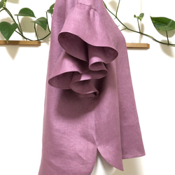 リネン（再販4❣️）素敵なフリル袖のブラウスローズピンク 7枚目の画像