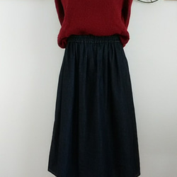 デニムシンプルなインディゴブルーのスカート 3枚目の画像