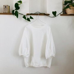 「再販」リネンバルーンカフス袖2way裾ゴム入り白 4枚目の画像
