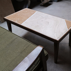 石とタモ材のローテーブル【ラテ】LAT-001 1枚目の画像