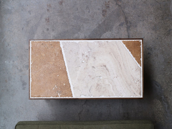 石とタモ材のローテーブル【ラテ】LAT-001 3枚目の画像