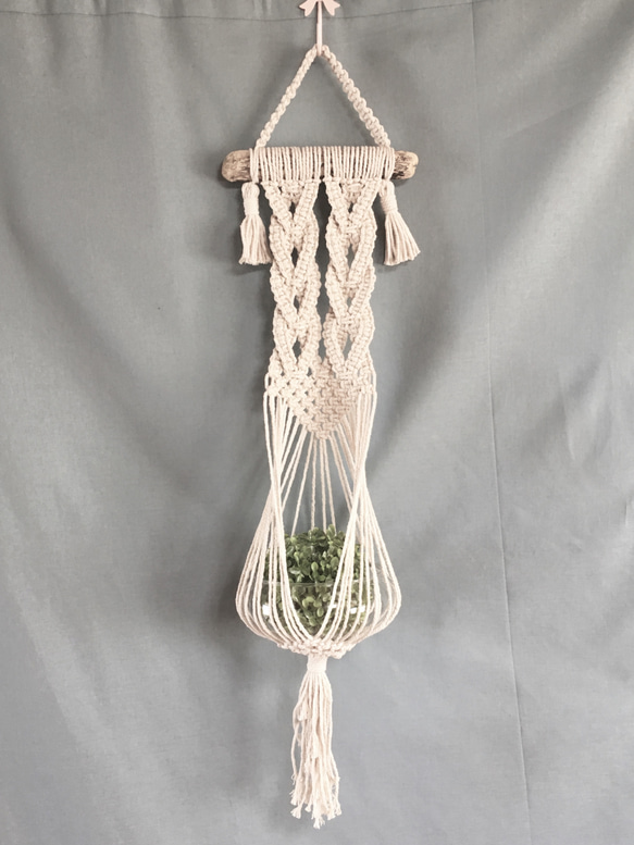 マクラメ 流木 プラントハンガー 流木マクラメ編みタペストリー&プラントハンガーNO49 タペストリー
