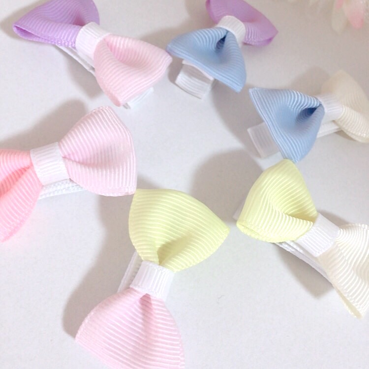 ベビーヘアクリップ♡バイカラーリボン