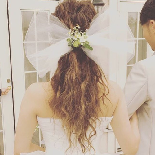 チュールリボン♡ヘッドドレス♡ウェディング♡二次会♡披露宴 ヘッド 