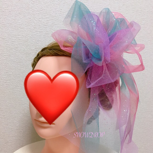 レインボーチュールリボン♡ヘッドドレス♡結婚式♡ウェディング 