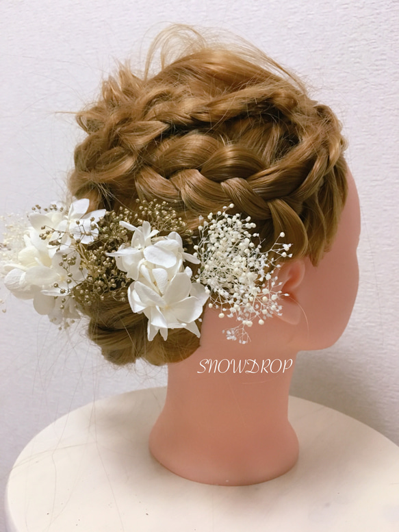 かすみ草＆紫陽花髪飾りset♥️ウェディング ヘッドドレス 
