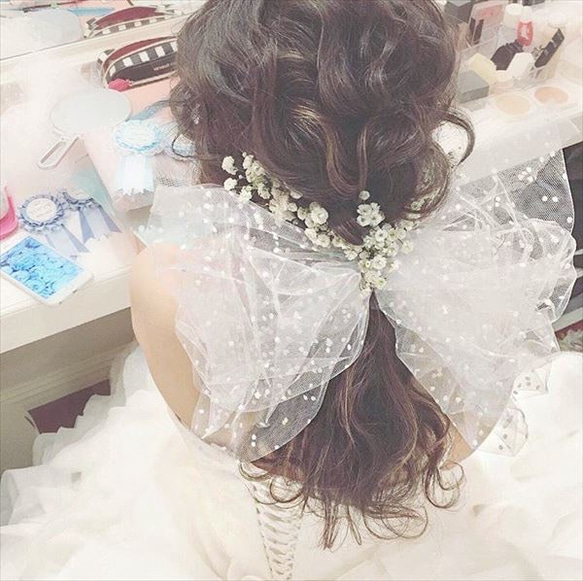 ドットチュールリボン♥️ヘッドドレス☆ ヘッドドレス（アクセサリー 