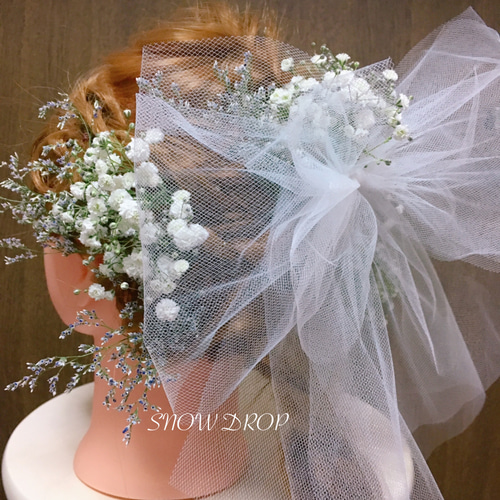 かすみ草＆ブルーファンタジア髪飾り♡ブライダル♡披露宴♡二次会♡結婚式