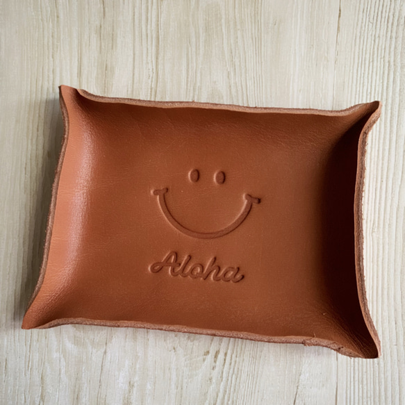 受注生産】ニコちゃんのレザートレイ アクセサリーケース スマイル 