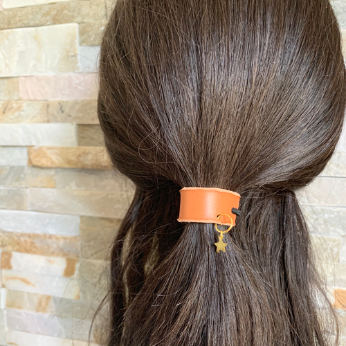 星の流れ ブラウン ラウンド型 レジン ヘアゴム infinity ～ purple star ～／ 3㎝ 大人 レジン ヘアゴム