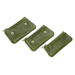 【単色】小銭入れ（3連）　オリーブ 3枚目の画像