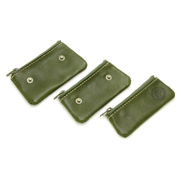 【単色】小銭入れ（3連）　オリーブ 3枚目の画像