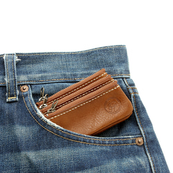 【単色】小銭入れ（3連）　オリーブ 4枚目の画像