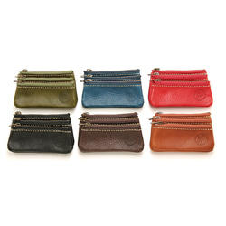 【単色】小銭入れ（3連）　オリーブ 5枚目の画像