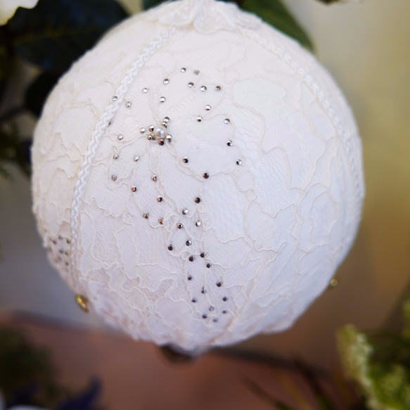 【美好製所】白蕾絲系列-釘珠/手工熱氣球(大型) 第2張的照片