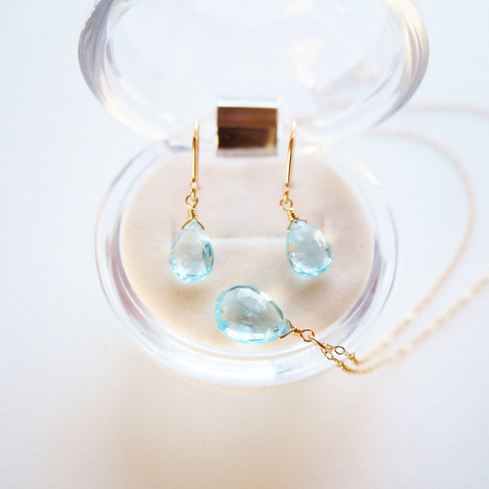 【選べる金具】ブルトパーズペンダント＆ピアス
