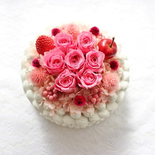 フラワーホールケーキ☆プリンセスピンク プリザーブドフラワー