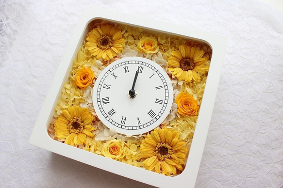【1点限定品】お花たっぷりな花時計・イエロー・お誕生日や記念日に。 2枚目の画像