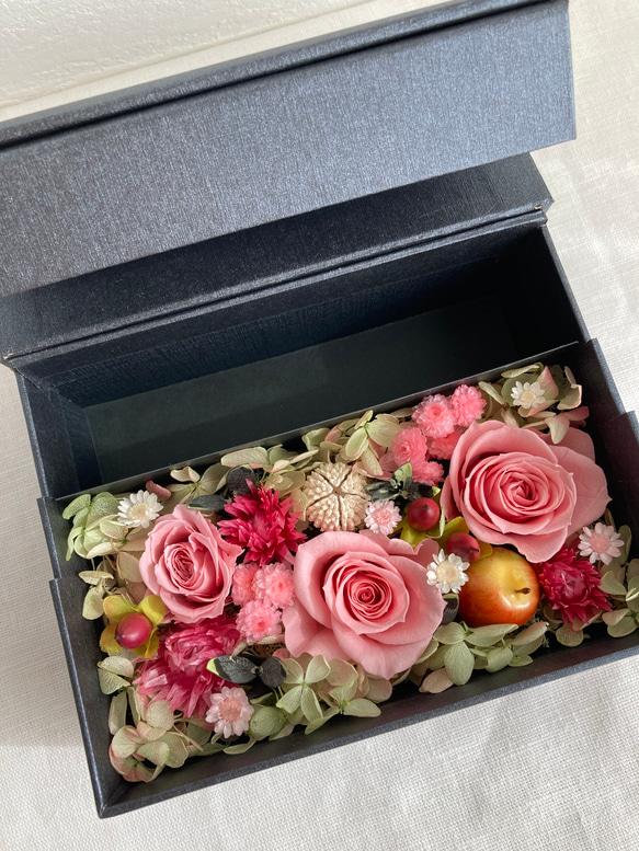 フォトボックス＊写真立て＊flower photo box＊ネイビーレーム 4枚目の画像