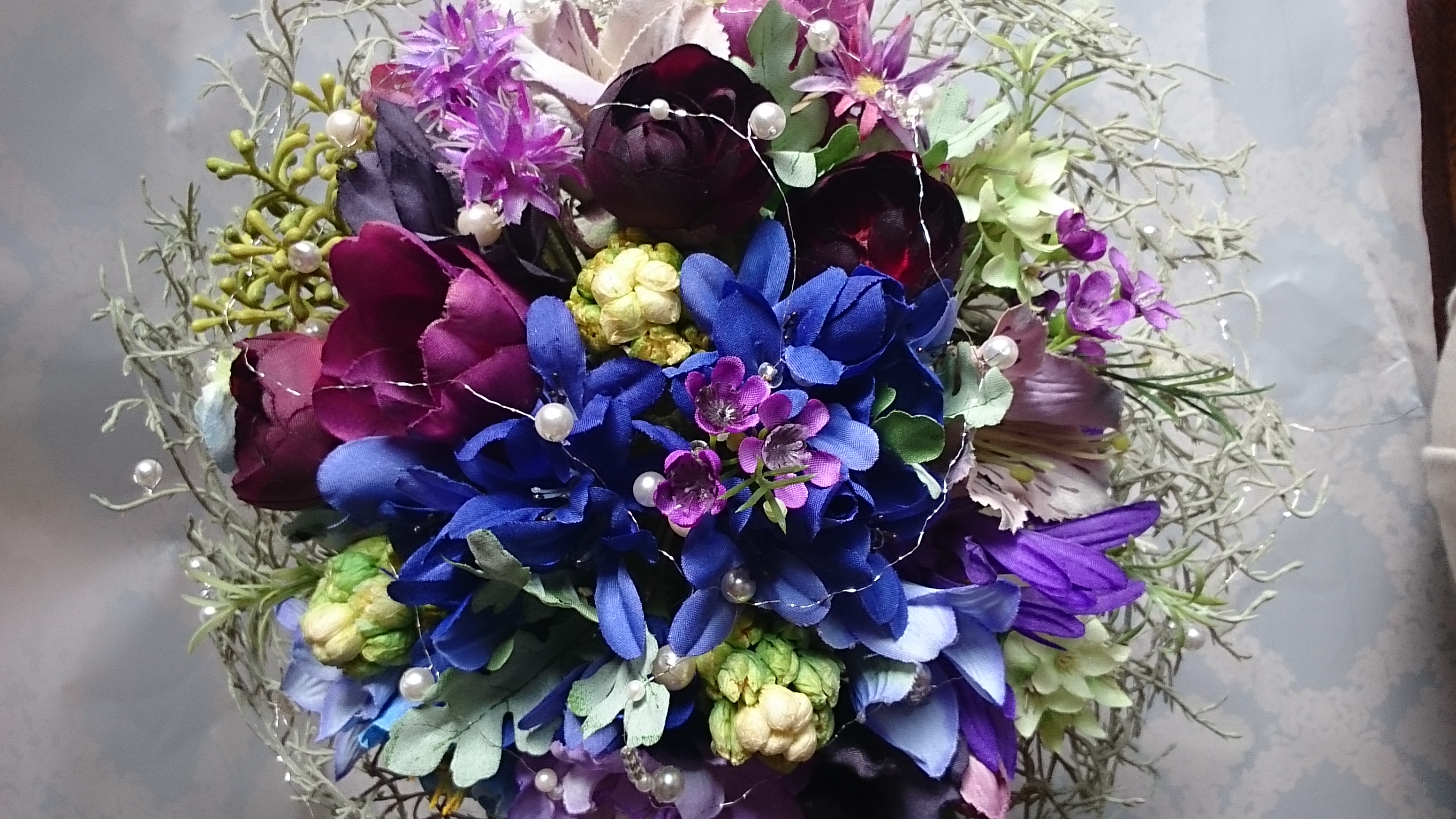 碧のファンタジー(size25×高さ28)母の日プレゼント、アネモネ、パール、フラワーギフト