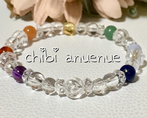 【新品】厄除 運気アップ 虹色の天然石 ブレスレット チャクラ活性 新品】厄除 運気アップ 虹色の天然石 ブレスレット チャクラ活性 七色
