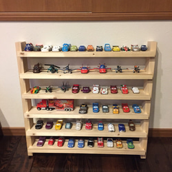 ウォルナット仕様】6段トミカ収納棚塗装済☆カーズ&プレーンズ