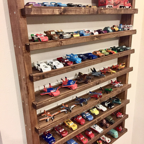 お片付けの習慣に】9段トミカ収納棚☆カーズ&プレーンズ お片付けの習慣に】9段トミカ収納棚☆カーズ&プレーンズ