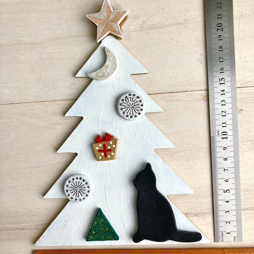 送料込 ⭐︎ アンティーク調 壁掛け クリスマスツリー くろねこのクリスマスツリーボード m タペストリー・壁掛け Cherry