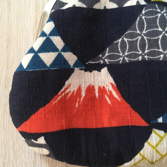 内ポケット付き - 富士山のがまぐち - 紺色 4枚目の画像