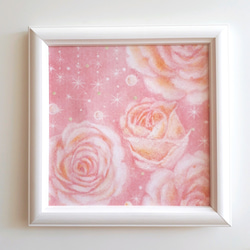 《Flower Shower 》原画　パステル画　薔薇　インテリア雑貨　ゆめかわいい　パステルアート 2枚目の画像