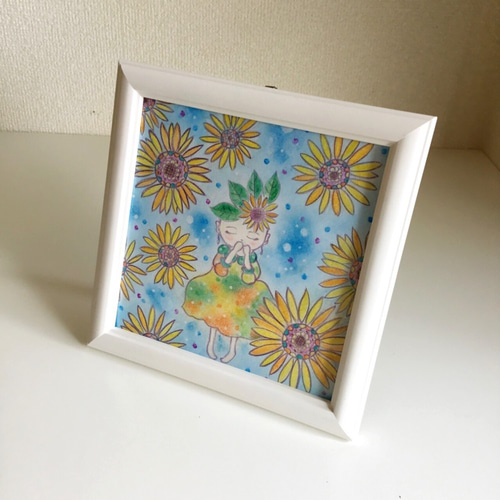 little snowman ハンドメイドパステル画　絵画アート原画 ひまわりちゃん」パステル画 パステルアート インテリア雑貨