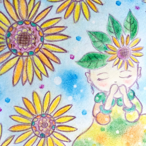 ひまわりちゃん」パステル画 パステルアート インテリア雑貨