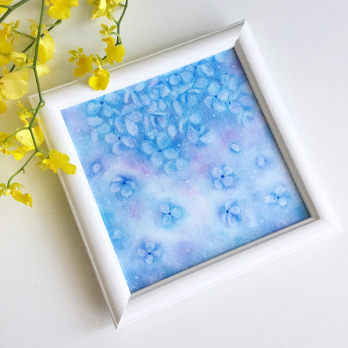 花雨」原画 パステル画 ヒーリングアート 紫陽花 インテリア雑貨