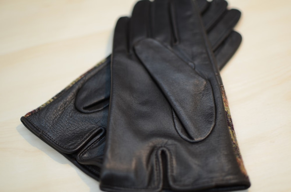 レディース 手袋 BRITISHWOOL 牛革 本革  日本製 国産 高級（レディース22cm・13283・ブルー） 5枚目の画像