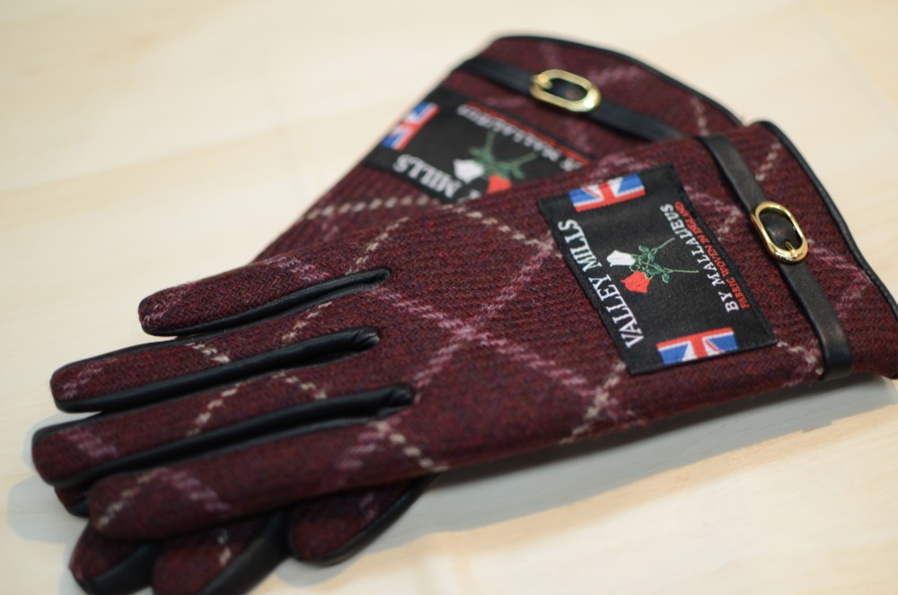 レディース 手袋 BRITISHWOOL 牛革 本革  日本製 国産 高級（レディース22cm・13282・レッド）