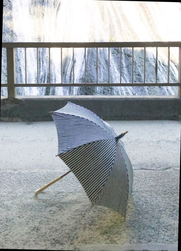 藍印花布の日傘 2枚目の画像
