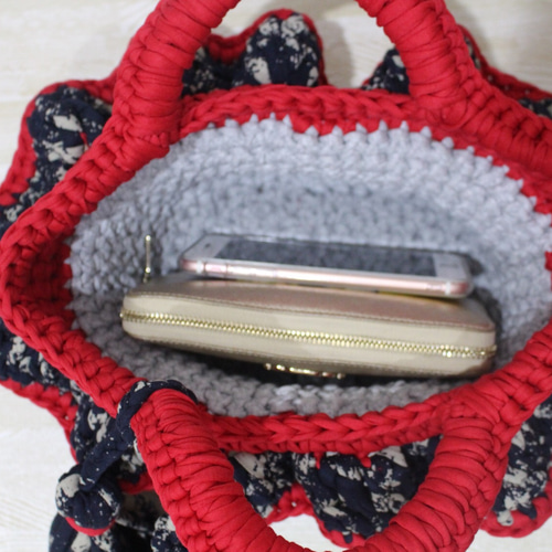 1点のみ☆フリル付きズパゲッティマルシェバッグ トートバッグ Saori  