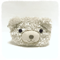 くまの顔、まるっとファスナーポーチ(プレミアムボアの薄ベージュ、鼻