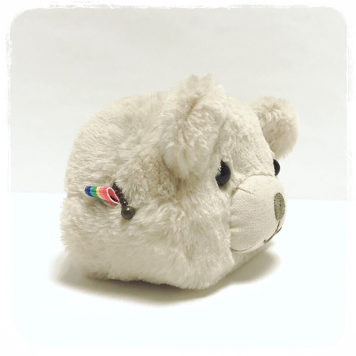 くまの顔、まるっとファスナーポーチ(プレミアムボアの薄ベージュ、鼻