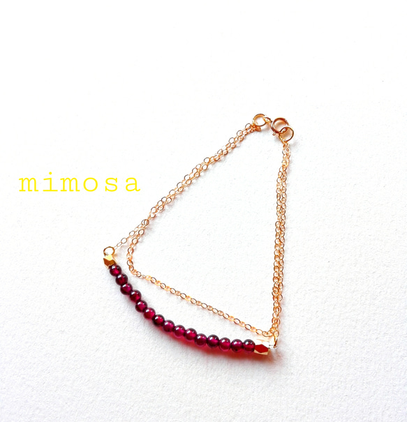 mimosa☆14kgf  garnet double chain bracelet(送料無料) 1枚目の画像