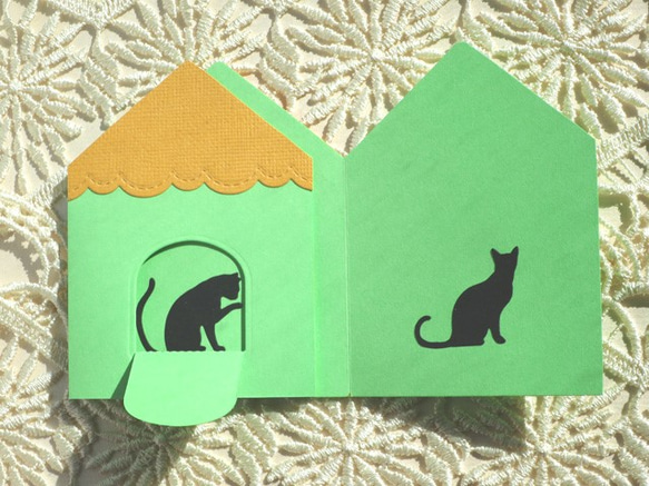 窓を開けると猫がお出迎えミニカード3（１枚セット） 3枚目の画像