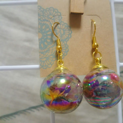 クリスマス オーロラ ハーバリウム ピアス イヤリング ピアス（フック