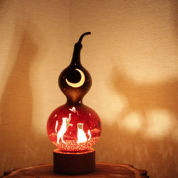 aksplty様オーダーメイド　ネコのひょうたんランプ　『 夜行蝶 』 1枚目の画像