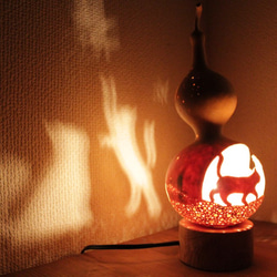 aksplty様オーダーメイド　ネコのひょうたんランプ　『 夜行蝶 』 5枚目の画像