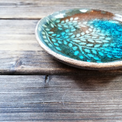 空色みずたまり豆皿  no.30　枝葉と魚 4枚目の画像