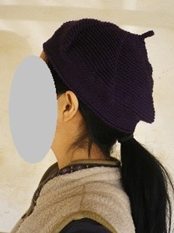 とんがり帽子 ＊毛糸＊紫 3枚目の画像