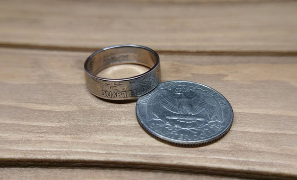 戴 硬幣戒指 COIN RING~25美分 QUARTER DOLLAR (經典入門款) 手工戒指 手做戒指 錢幣戒指 第10張的照片