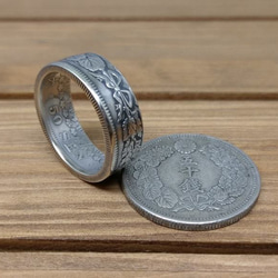 戴 硬幣戒指 COIN RING~日本旭日五十錢(銀幣) 手工戒指 手做戒指 錢幣戒指 第2張的照片