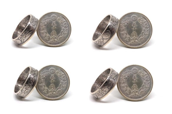 戴 硬幣戒指 COIN RING~日本旭日五十錢(銀幣) 手工戒指 手做戒指 錢幣戒指 第7張的照片